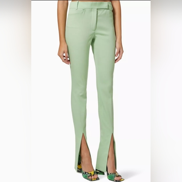 The Attico Front Slit Wool Trousers Mint Green